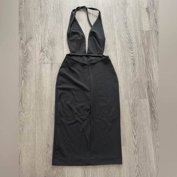 Solace London black plunge v neck midi dress size 2 - Picture 6 of 7
